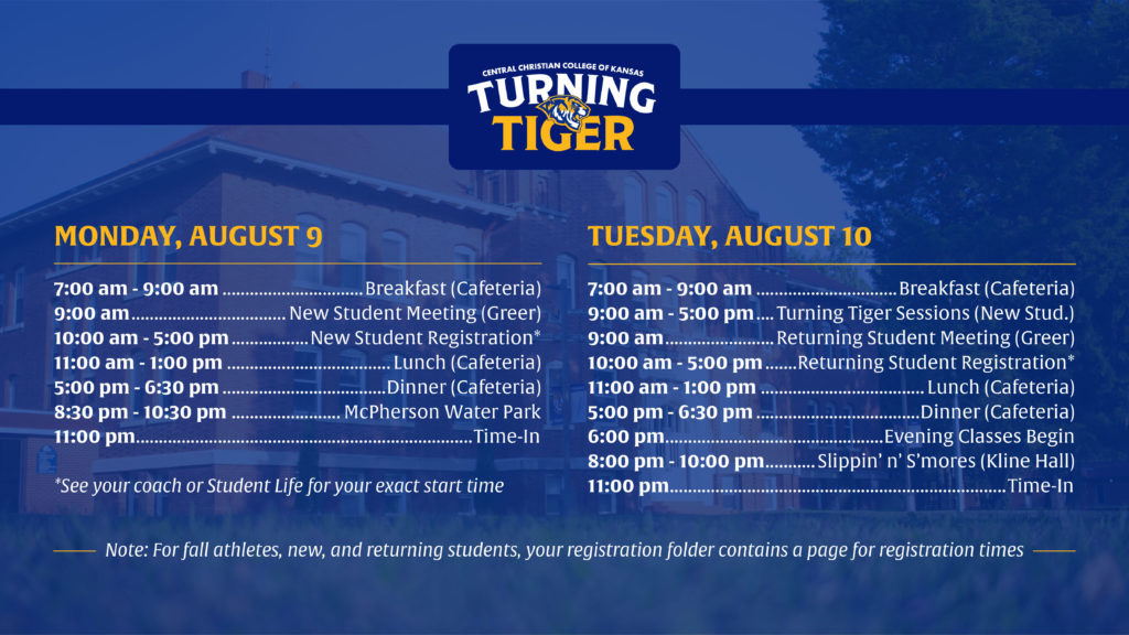 Turning Tiger Schedule 2