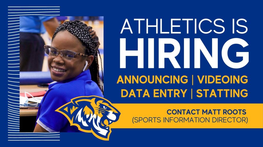 athletics is hiring announcing videoing data entry statting contact matt roots sports information director