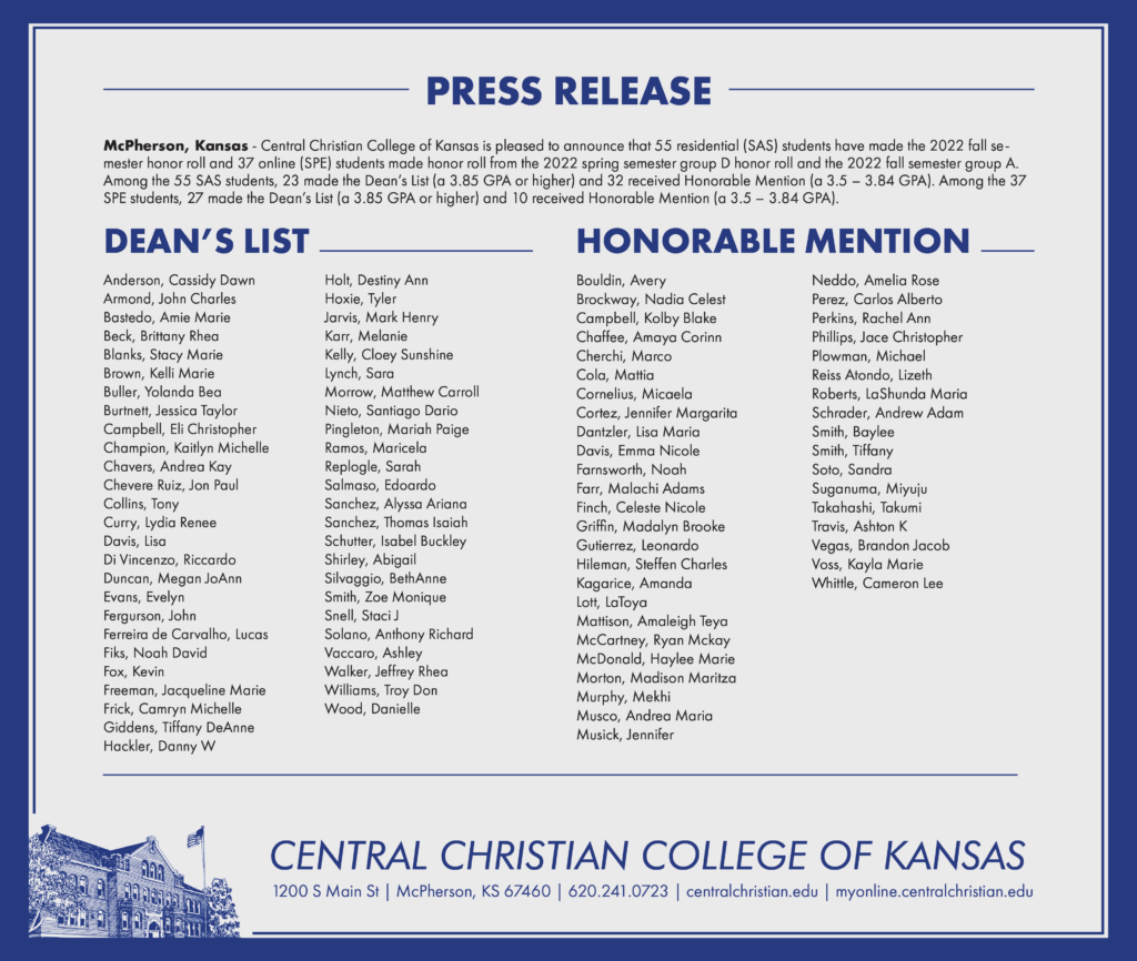 Press Release Honor Roll