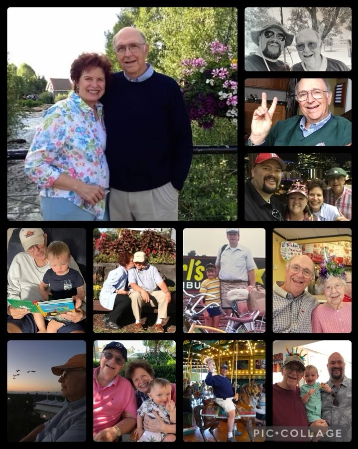 Collage of Richard "Dick" Greer and his wife and family