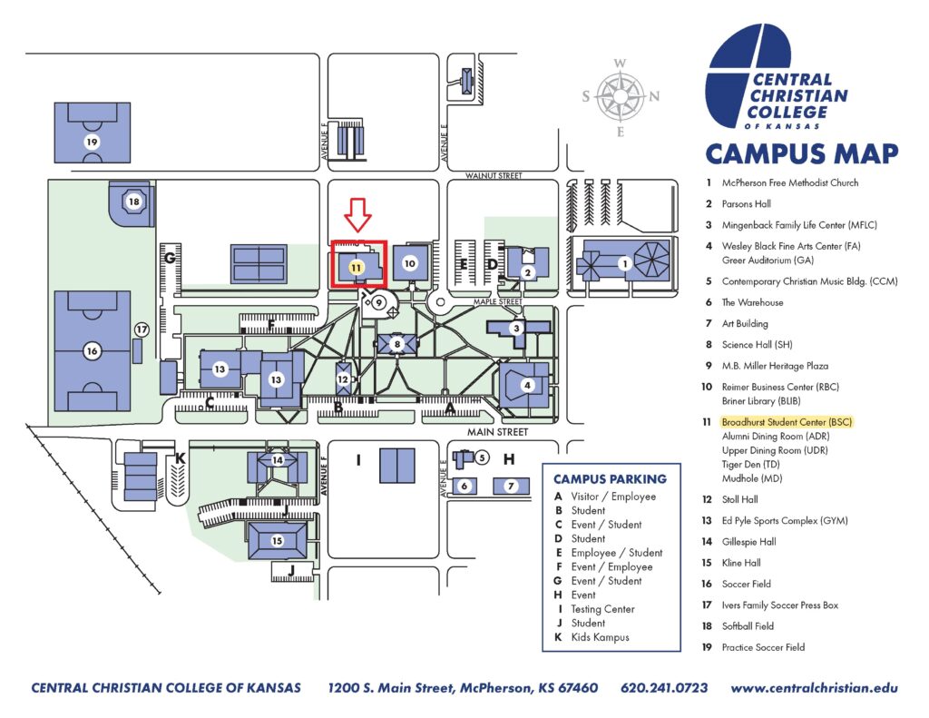 Campus Map with Dining Hall boxed