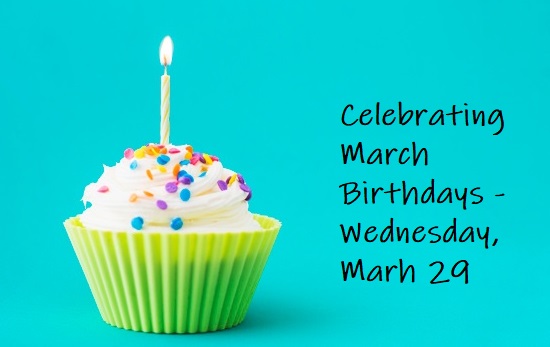 Cupcake with candle Celebrating March birthdays Wednesday, March 29.