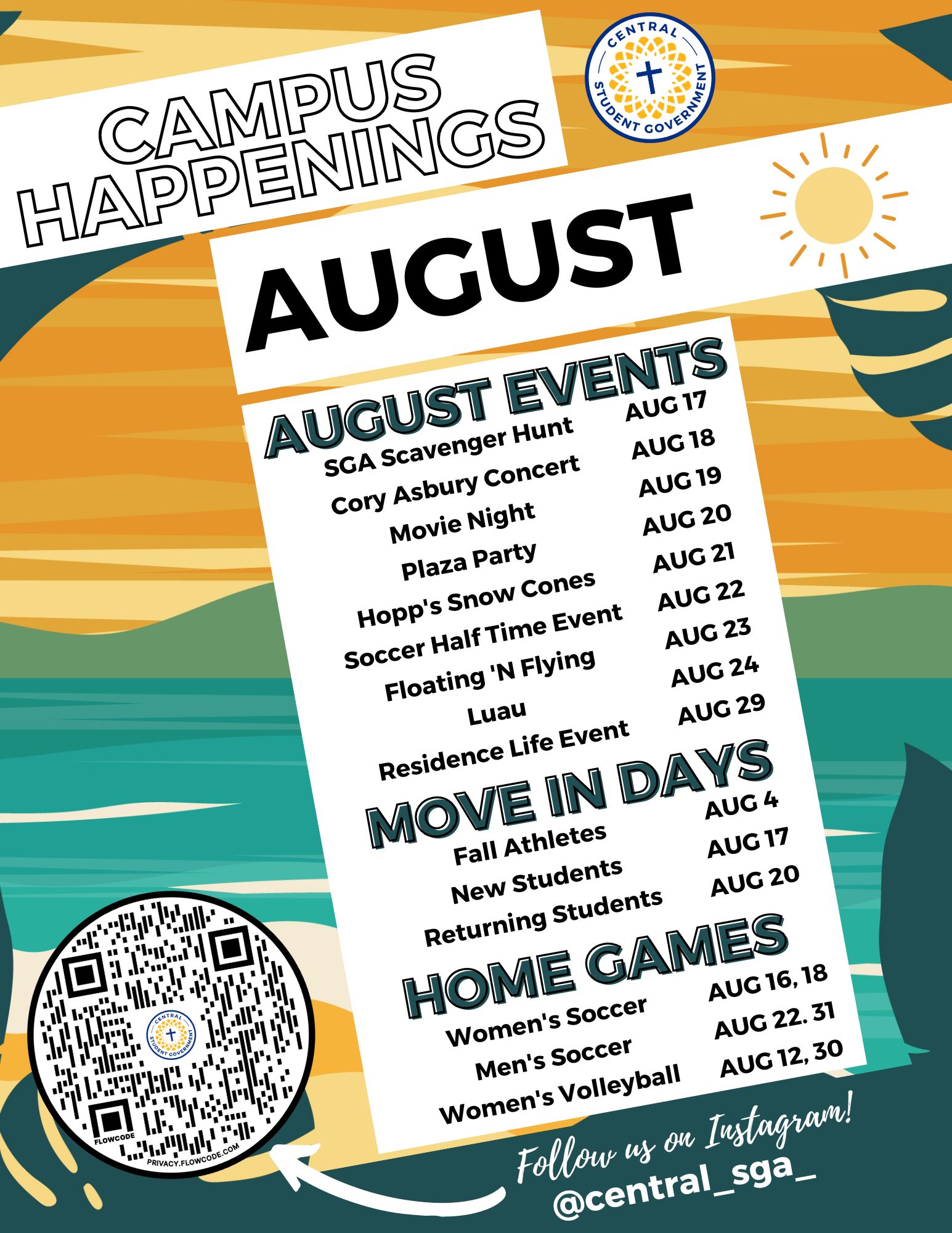Campus Happenings - SGA August Events